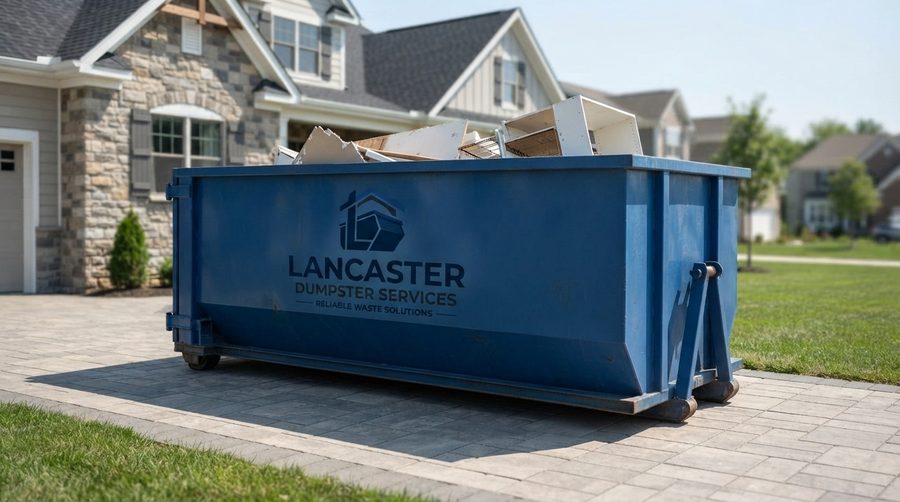 Lancaster Dumpster Services on a residential driveway job